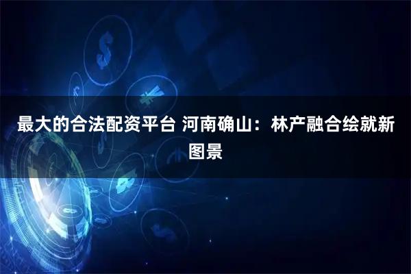 最大的合法配资平台 河南确山：林产融合绘就新图景